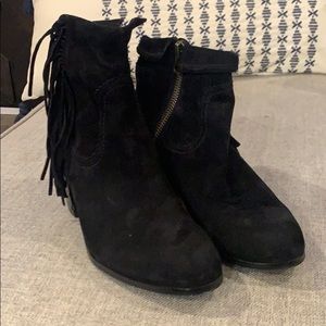 Sam Edelman fringe black ankle boots
